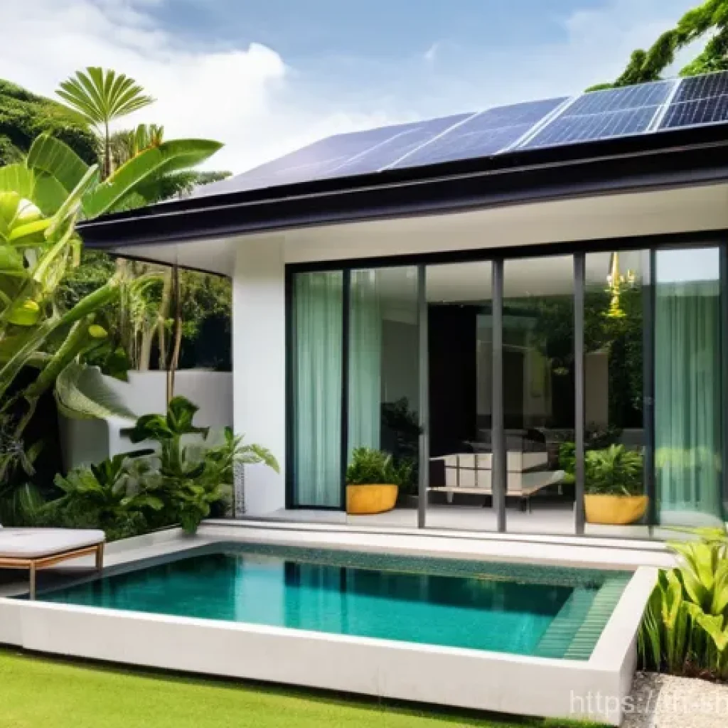 지속가능한 에너지 솔루션 탐색하기 - **Prompt: Residential Solar and BESS for Energy Independence in Thailand.**
"A modern, well-main...