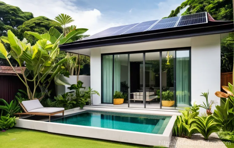 지속가능한 에너지 솔루션 탐색하기 - **Prompt: Residential Solar and BESS for Energy Independence in Thailand.**
    "A modern, well-main...
