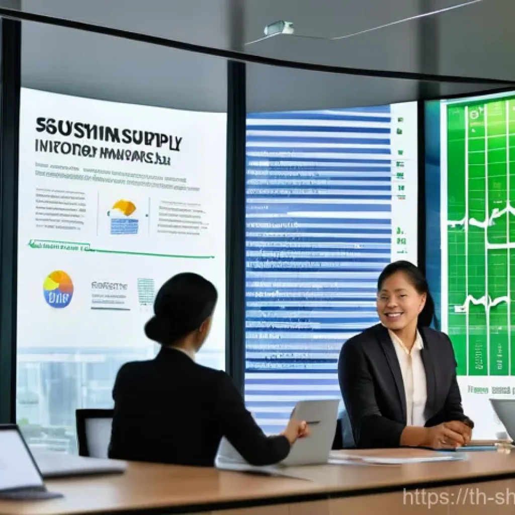 지속가능한 공급망 관리의 중요성 - **Sustainable Business Strategy Meeting in a Modern Thai Office**
A diverse group of Thai busine...