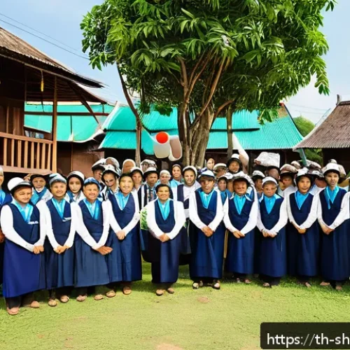 사회적 책임과 지속가능 경영의 연계성 - A vibrant community event in a Thai local village, featuring diverse people including elders and chi...